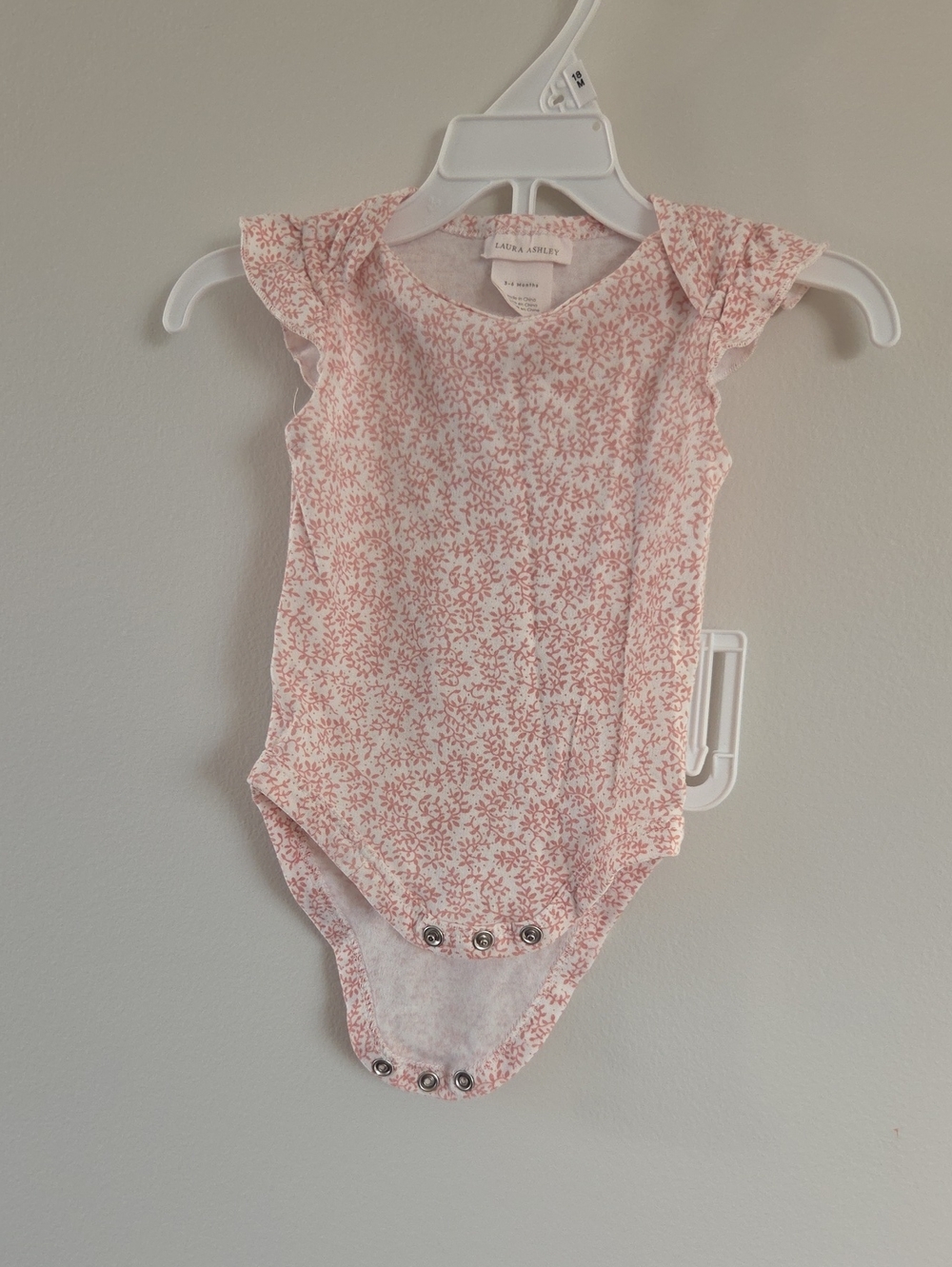 Laura Ashley Pink Floral Ruffle Sleeve Baby Bodysuit